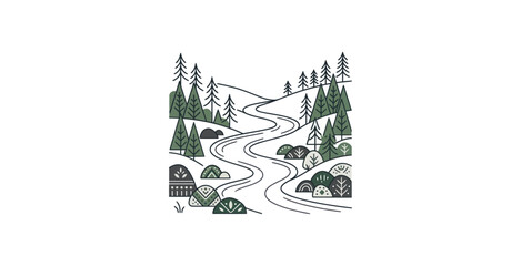 Stylized Forest Landscape Vector Illustration © Vect