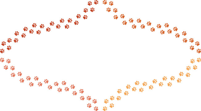 Abstract paw print border, a decorative animal track frame, ideal for pet-themed designs, veterinary clinic branding, or animal rescue promotions, vector graphic.