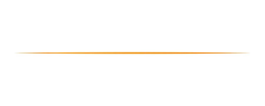 Golden gradient horizontal straight line on isolated transparent background, Golden thin divider