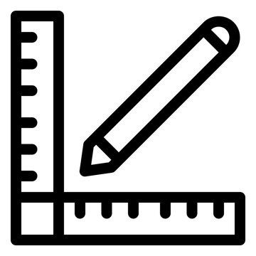 Pencil And Ruler Drafting Line Icon