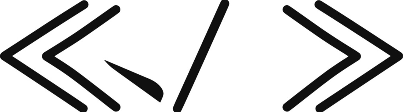 Minimalist coding brackets and slash icon for web development
