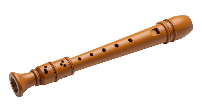 A brown wooden recorder musical instrument