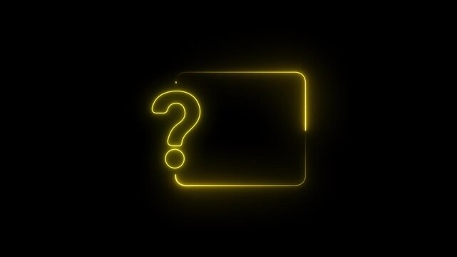 Question mark neon sign light with copy space for faq and quiz. Question Mark Frame with Copy Space 4K Motion Graphics mark frame for quizzes and FAQs on Black Background.