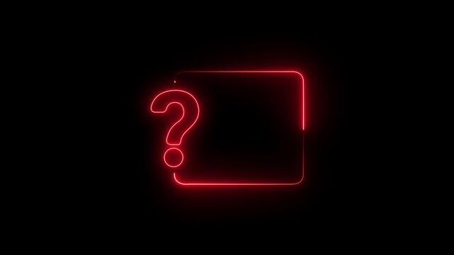 Question mark neon sign light with copy space for faq and quiz. Question Mark Frame with Copy Space 4K Motion Graphics mark frame for quizzes and FAQs on Black Background.