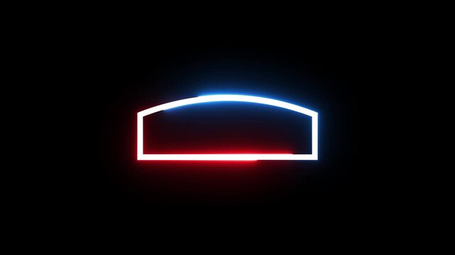 Neon glowing frame loop animation featuring red and blue light chase on black bg.