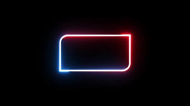 Animated neon rectangle frame with pulsing red and blue light.