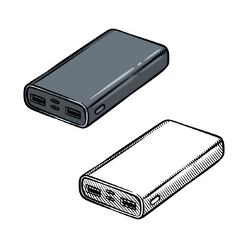 Portable Power Bank Battery Charger Sketch Illustration Vector