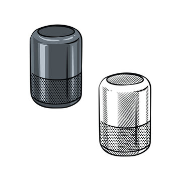 Smart Speaker Wireless Audio Device Perspective Sketch Vector