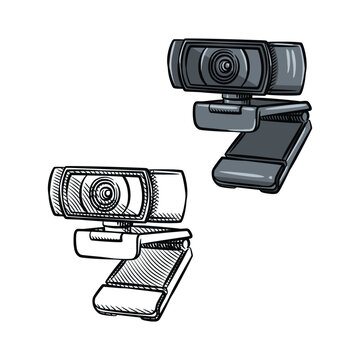 Computer Webcam Screen Clip Sketch Illustration Vector