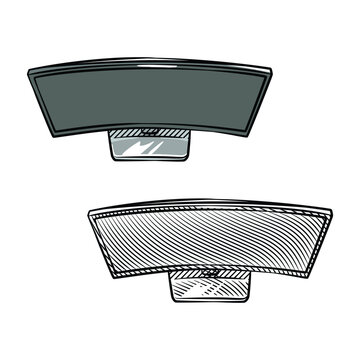 Curved Ultrawide Monitor Screen Sketch Illustration Vector