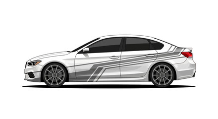 Fototapeta premium Modern Sedan Car with Sporty Graphics