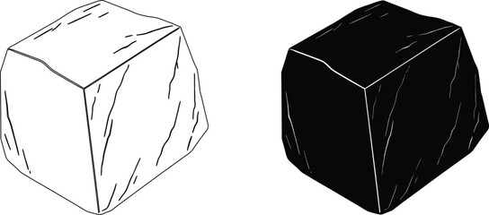 Abstract stylized rock or stone cube, vector illustration for game assets or natural texture designs. © pankajkumar