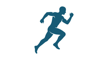 Obraz premium Dynamic blue silhouette of a man running on white.