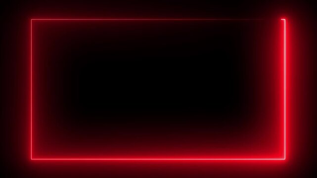 Neon line square rectangle picture frame icon animation.  Neon box footage shape round seamless border retro movement. Blank rectangle frame by neon lights symmetry animation.
