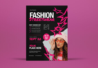 Black Grunge Fashion Streetwear Flyer Layout
