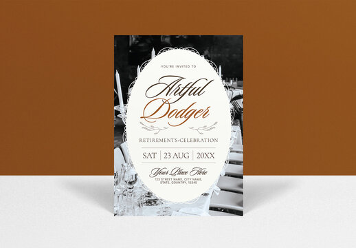 Beige Elegant Retirements Celebration Invitation