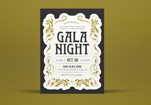 Black Art Nouveau Gala Night Flyer Layout