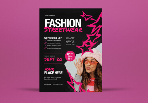 Black Grunge Fashion Streetwear Flyer Layout