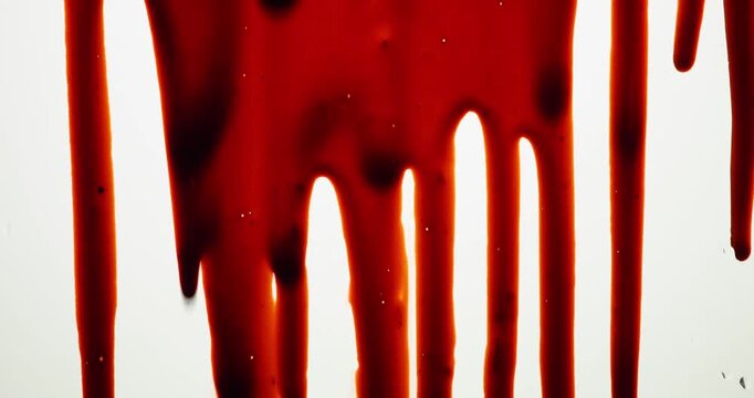 Streaks of blood pouring on a white surface

