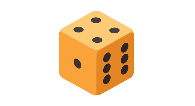 Orange isometric game die showing different faces