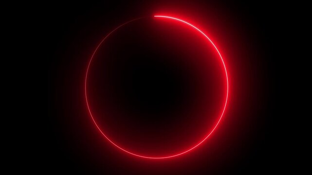 Glowing neon light circle animation, 4k