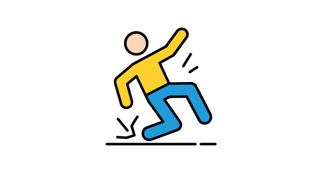 Cartoon person slipping on a banana peel.