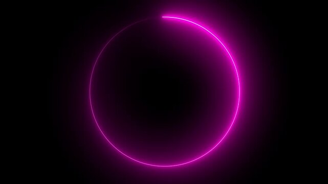 Glowing neon light circle animation, 4k