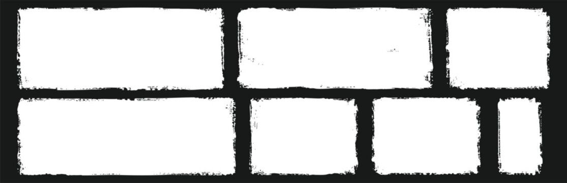 A seamless texture of white brick masonry with a random pattern, featuring rectangular blocks of varying sizes against a black background.
