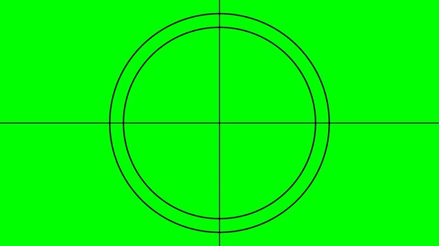 Vintage Movie Film Countdown Leader Screen on Green Background for Chroma Key Video Editing and Post Production