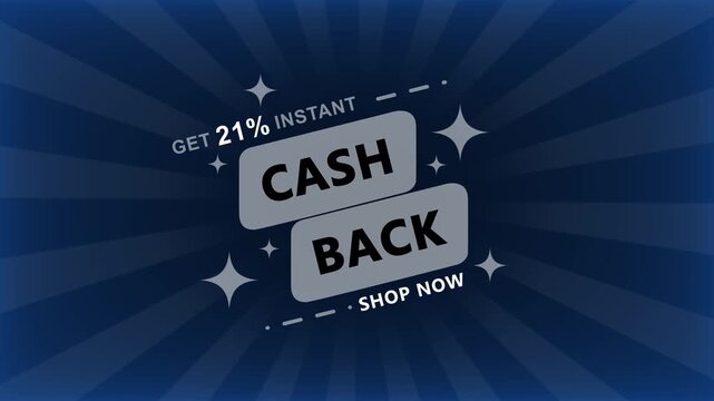 21% instant cash back promotional motion for online shopping and e-commerce sales 21 percent discount