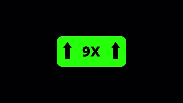 9x Multiplier Counter Animation from 0x to 9x with Up Arrow Indicator in 4K, Business Growth, Performance Increase, Analytics, Success Rate and Multiplication Factor Motion Graphic, 9x Growth 