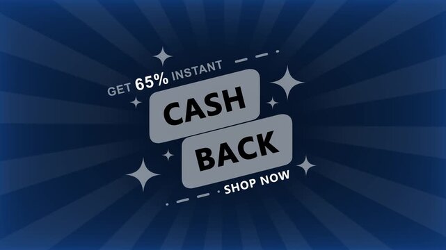 65% instant cash back promotional motion for e-commerce sales and marketing campaigns 65 percent discount