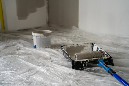 Painting tools ready for home renovation house walls