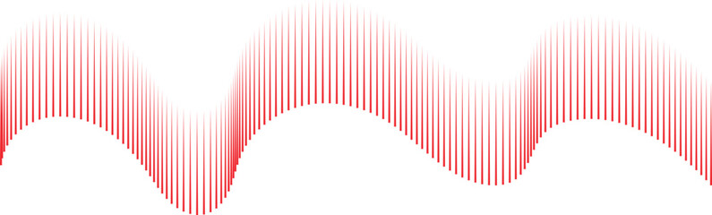 Red waveform pattern vector graphic with gradient effect on white background for audio visual representation © Provir