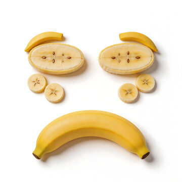 Banana face made from banana slices