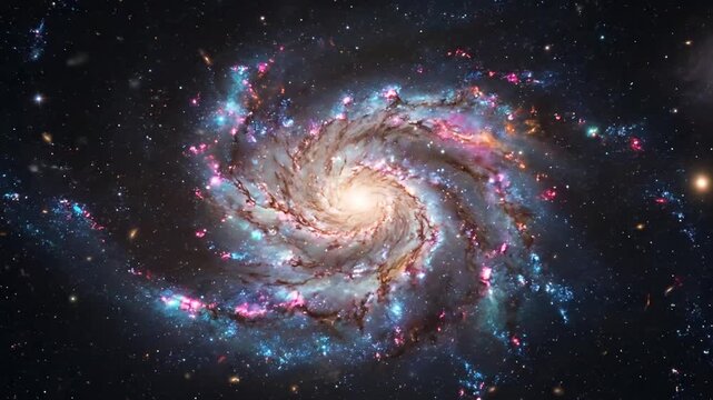 High-Resolution Timelapse of a Distant Spiral Galaxy Revealing Cosmic Beauty and Galactic Evolution