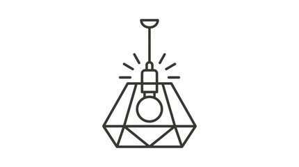 Obraz premium Geometric Pendant Lamp Icon, Minimalist Lighting Design, Line Art Luminaire