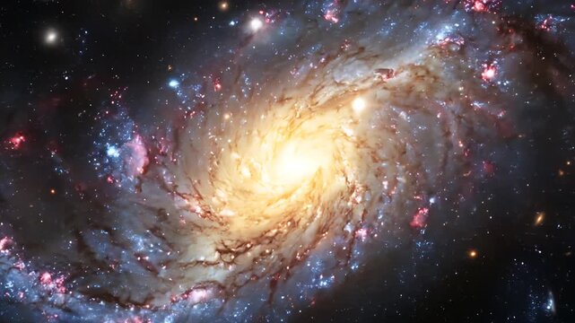 High-Resolution Video Showing Multiple Frames of a Spiral Galaxy with Bright Core and Extended Arms