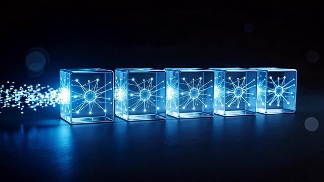 Glowing cubes with star patterns