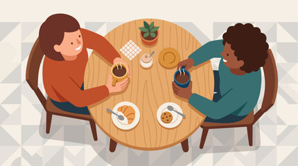 Fototapeta premium Diverse people enjoy inclusive meal together promoting equity and belonging
