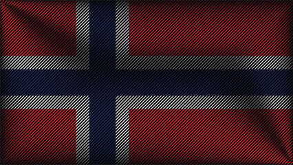 Obraz premium Minimalist norwegian flag pattern backdrop for scandinavian tourism travel poster or global event graphic background, textured lines design with red white blue nordic cross