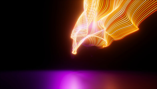 Abstract glowing 3d mesh wave representing energy and innovation
