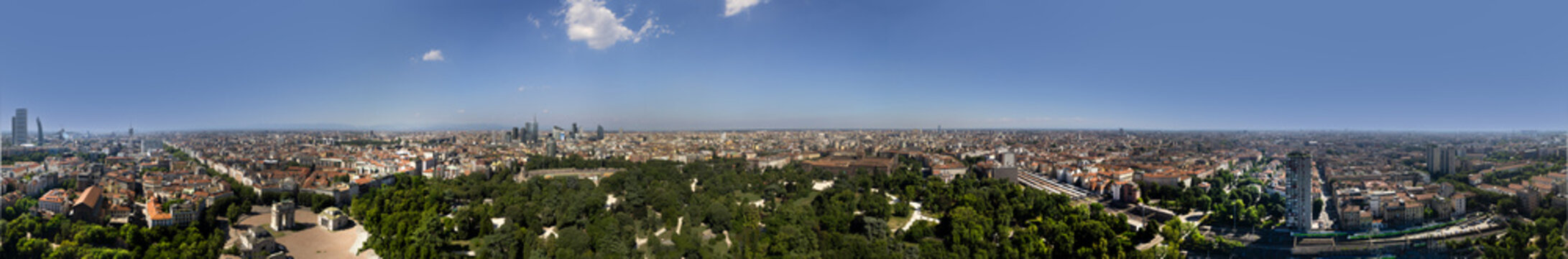 panoramic view of skyline of Milan, Italy