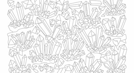Fototapeta premium Seamless pattern of outlined crystals and gemstones. Hand drawn line art texture for coloring book, textile, and graphic design.