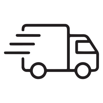Black delivery truck icon in motion Vector, illustration
