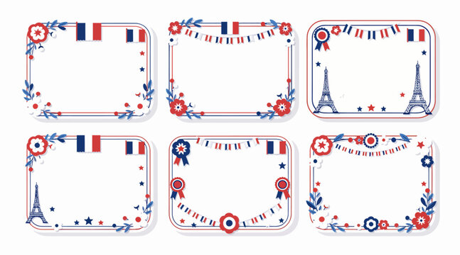 french themed borders with eiffel tower and flags