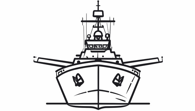 Military Warship Naval Vessel Front View.