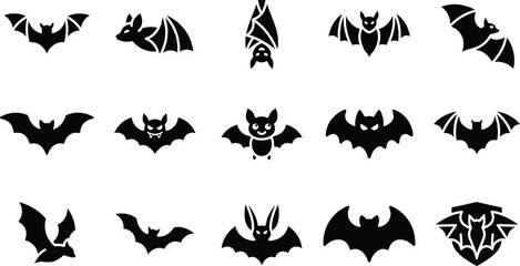 Fototapeta premium Halloween bat vector collection diverse silhouette designs for spooky graphics decorations