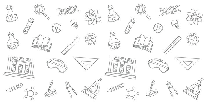 Set of hand drawn lab and science doodle element vector illustration