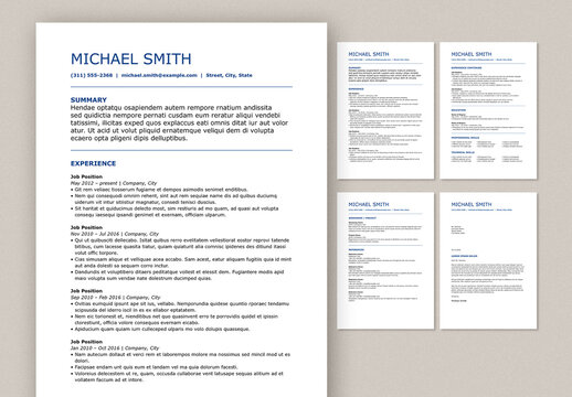 ATS Friendly Resume and Cover Letter Layout with Blue Accents